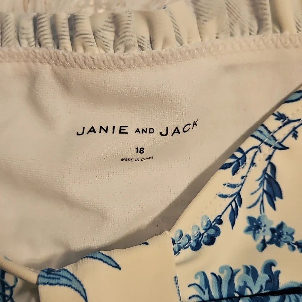 Janie and Jack Blue and White Patterned Swimwear Girls Size 18‎